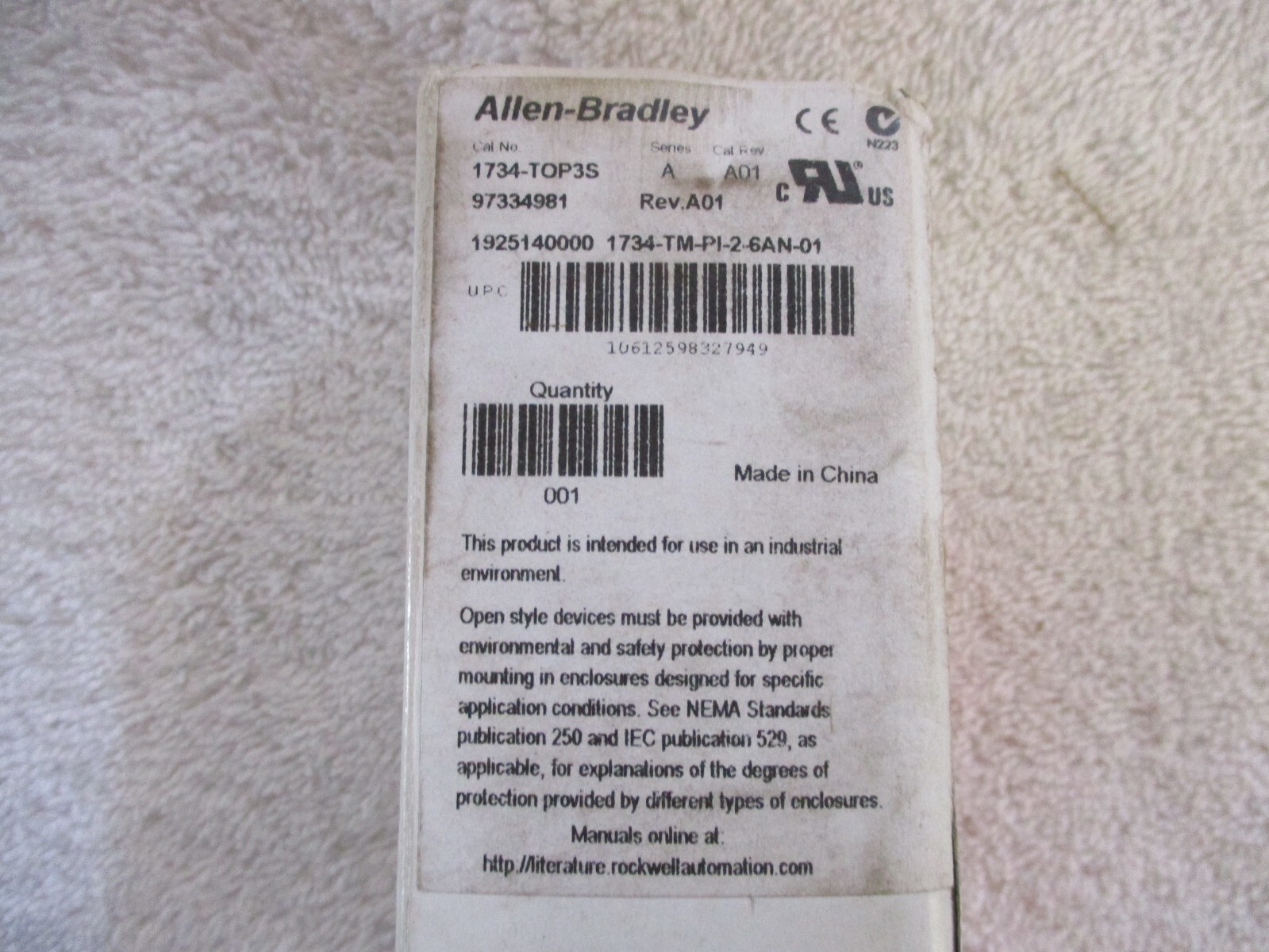 NIB Allen Bradley Terminal Base 1734-TOP3S Ser A Rev A01 Lot of 3