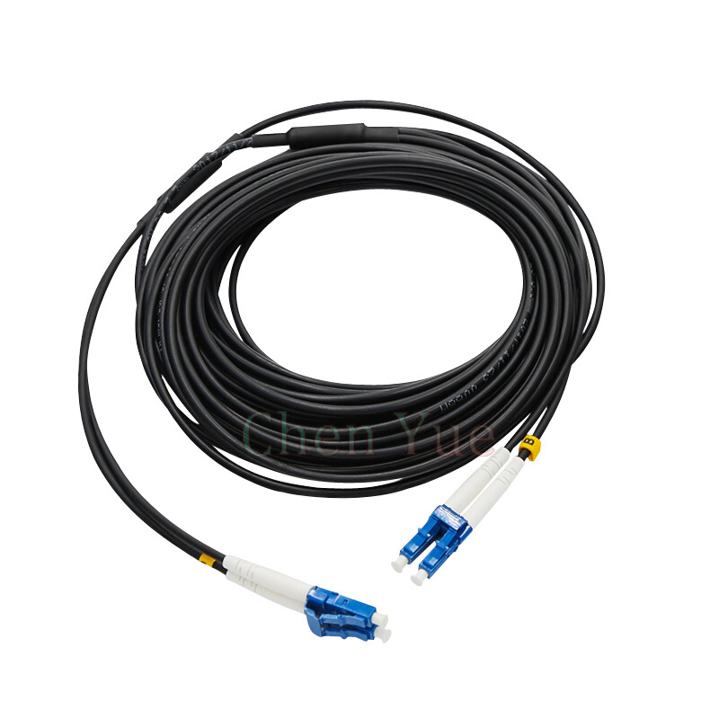 20M Black Armored Fiber Cable LC-LC UPC SM 9/125 Duplex Fiber Optic Patch Cord