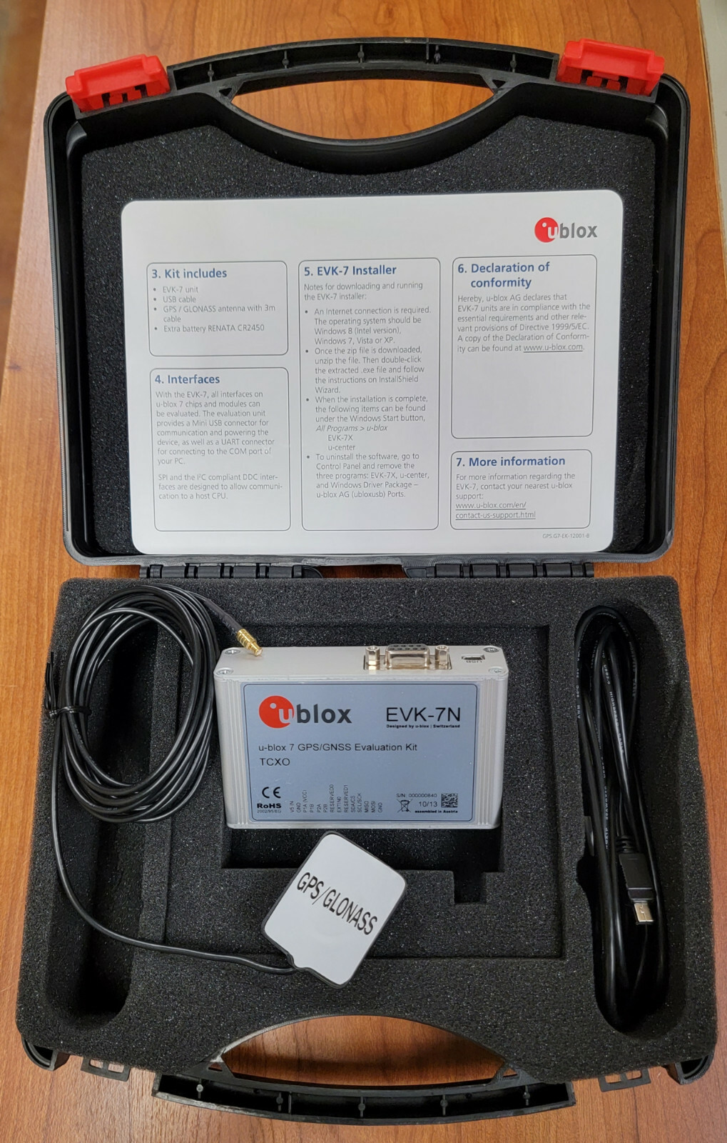 UBLOX EVK-7N EVALUATION KIT WITH EVALUTION BOARD AND GPS/GLONASS ANTENNA