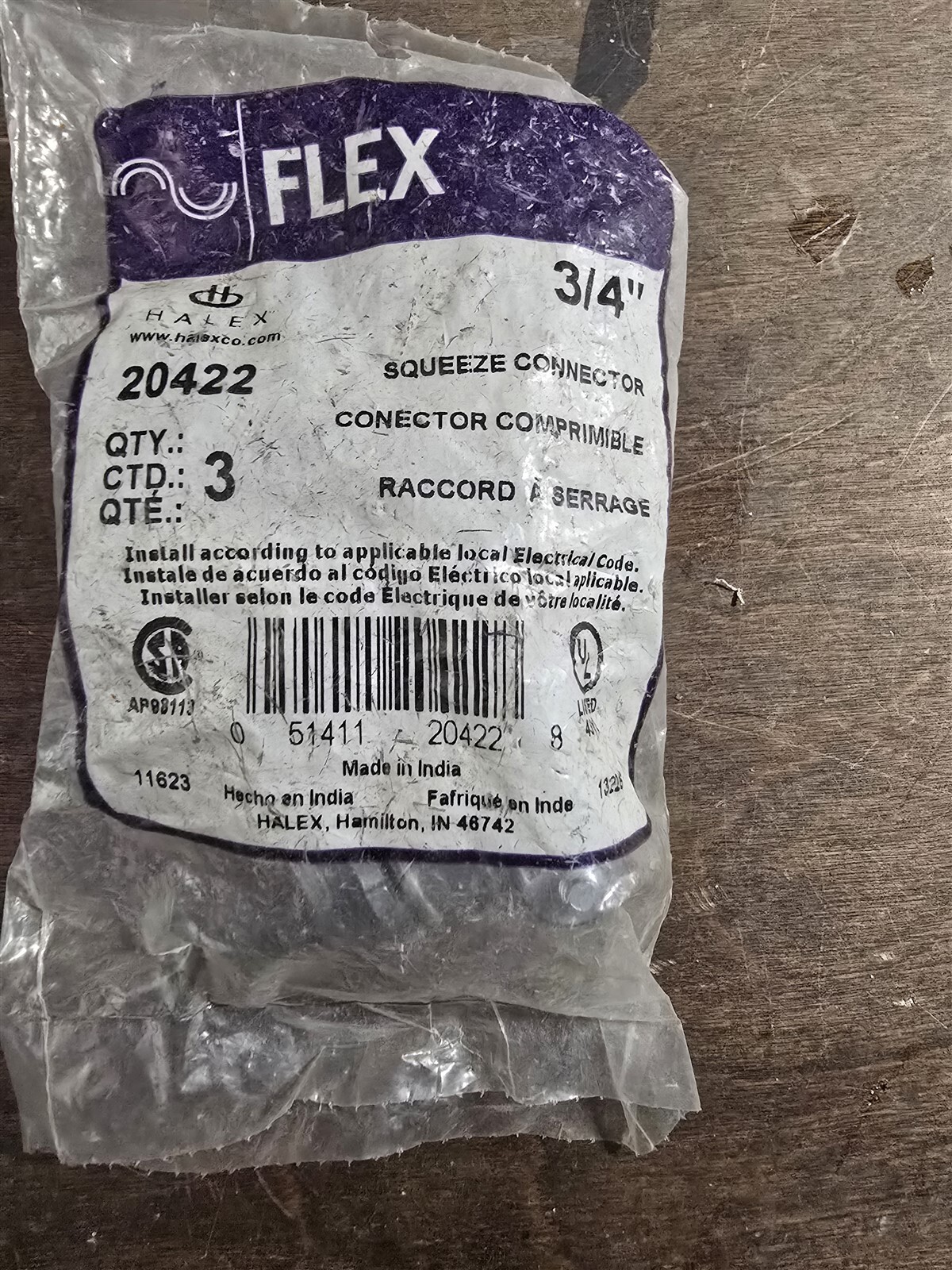NEW Halex 20422 Flex Squeeze Connectors, 3-Pack *FREE SHIPPING*