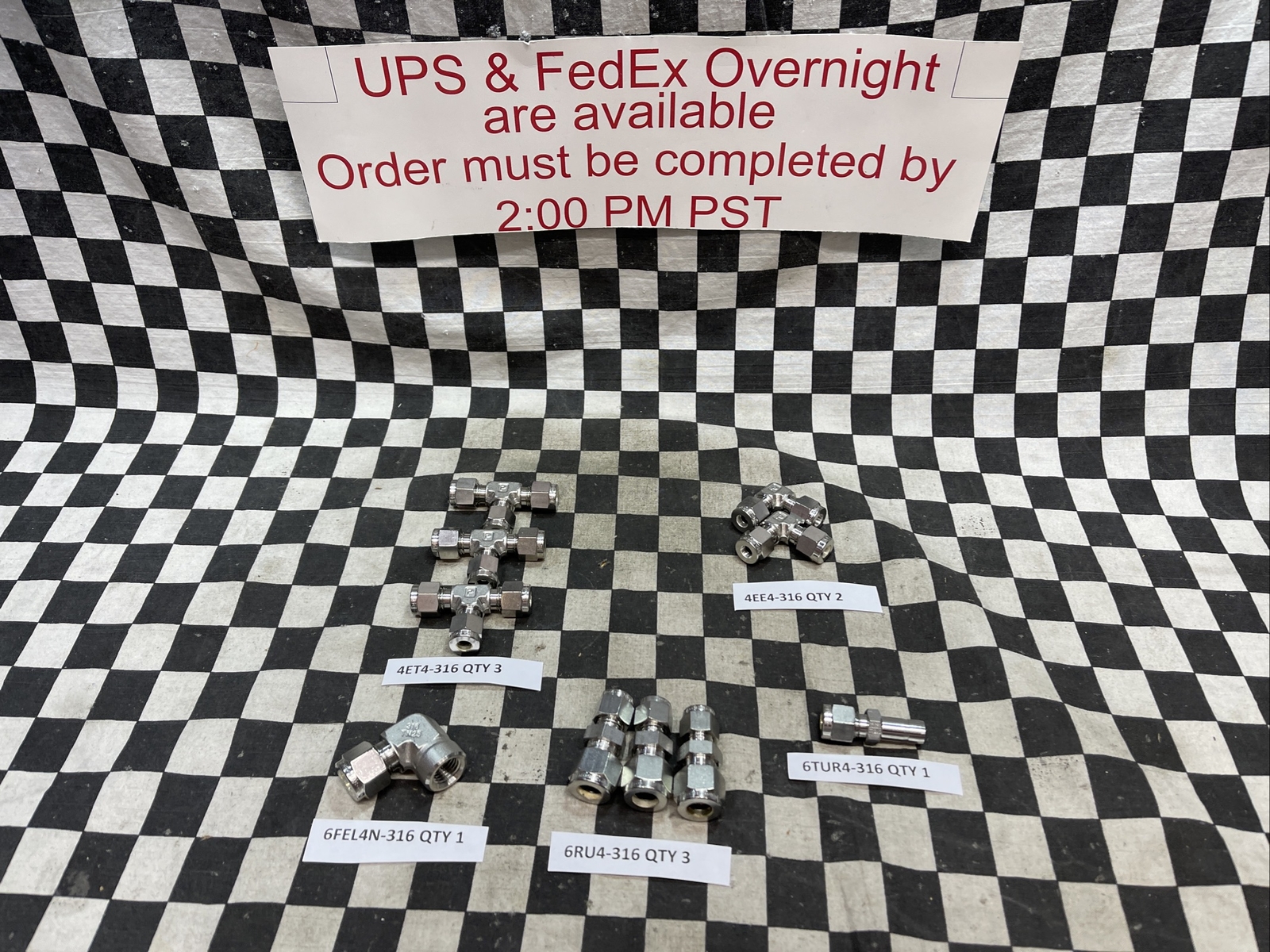 PARKER 4EE4-316, 4ET4-316, 6TUR4-316, 6RU4-316, 6FEL4N-316, LOT OF 10 #1560Z4