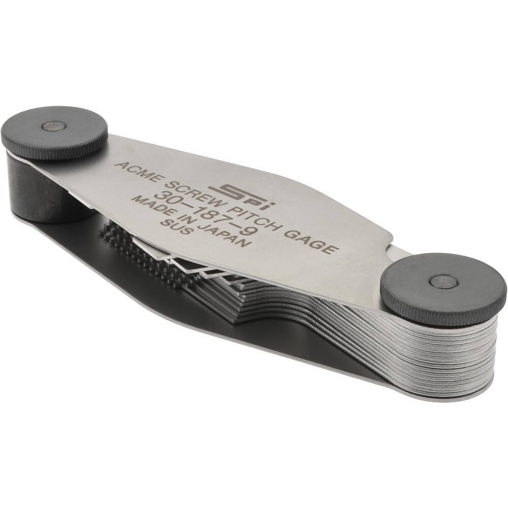 SPI 30-187-9 Stainless Steel 16-Leaf Screw Pitch Gage, 1-12 TPI, 29° Thrd Angle