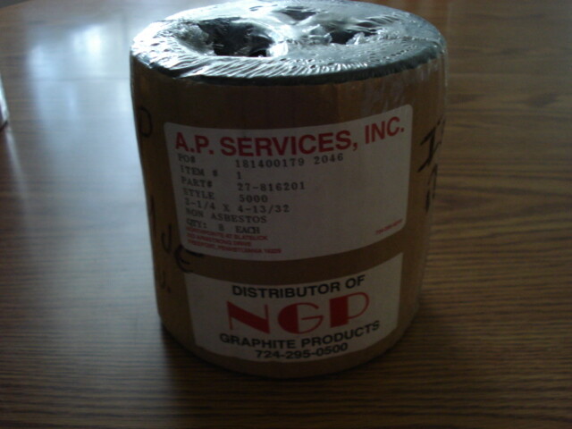 8 Rings, AP Services Non Asbestos Valve Packing 27-816201, 3-1/4″ X 4-13/32″.
