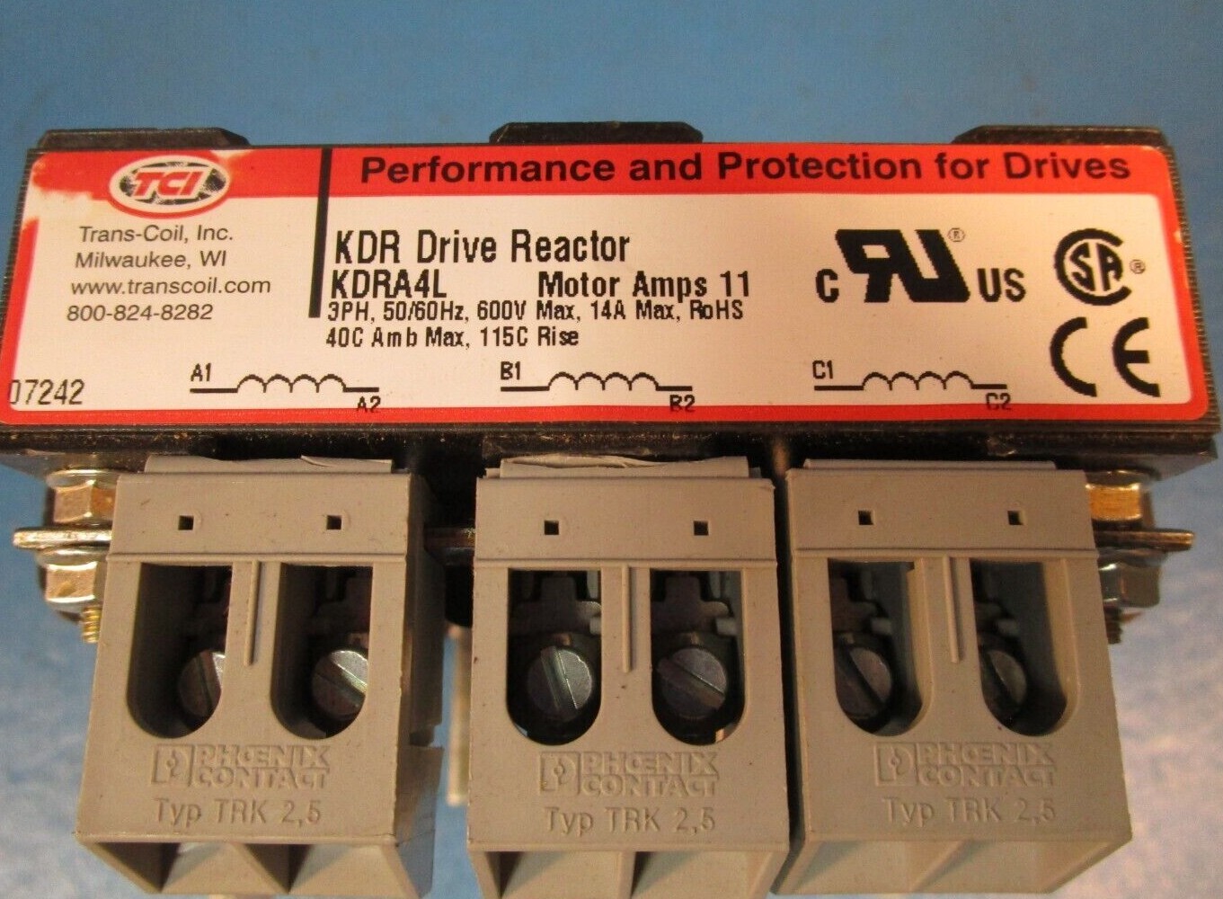 TCI KDRA4L, KDR Drive Reactor, 3PH 50/60 Hz, 600 V