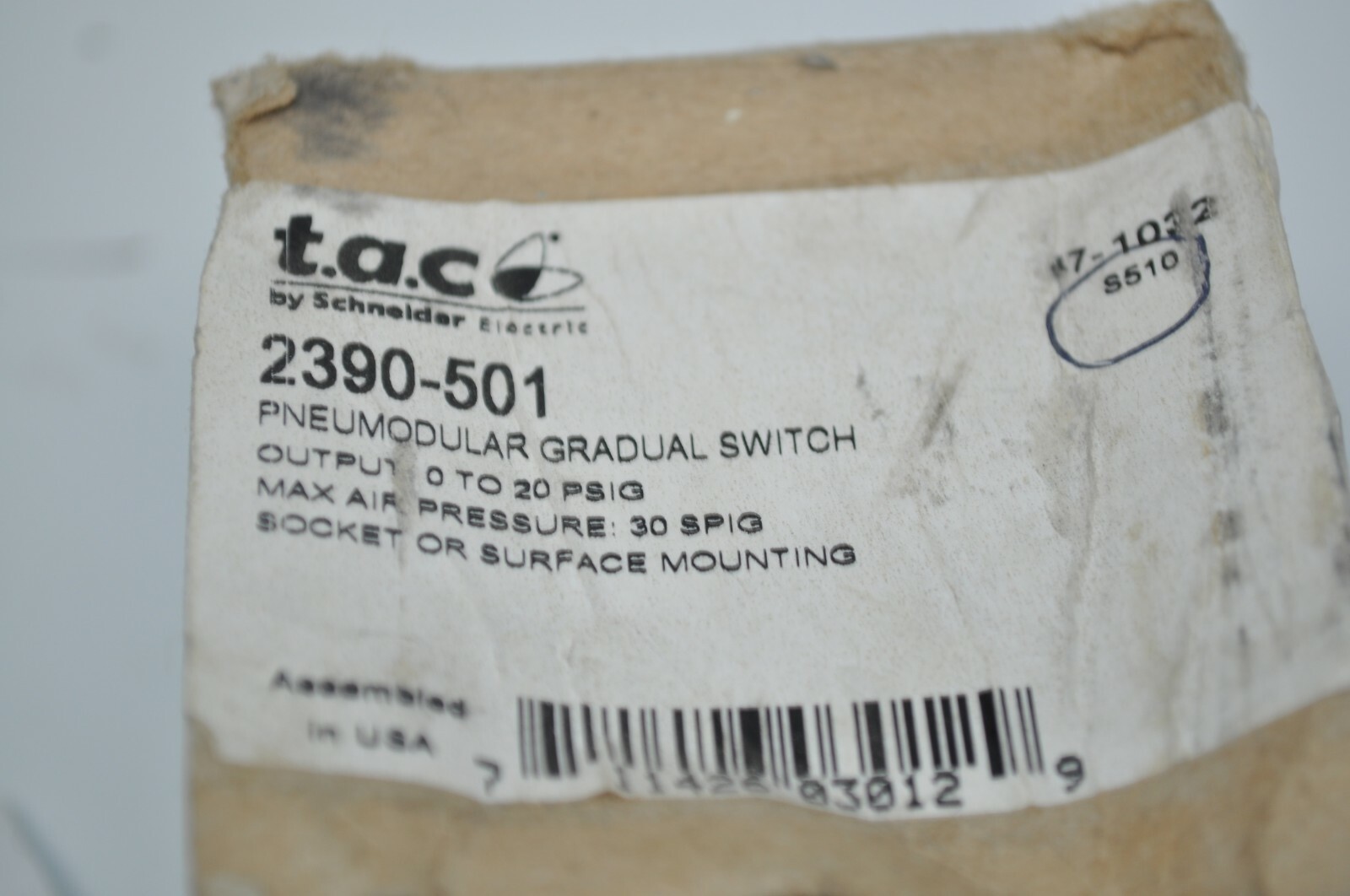 INVENSYS T.A.C PNEUMODULAR Pneumatic Regulator Gradual Switch 20 PSIG 2390-501