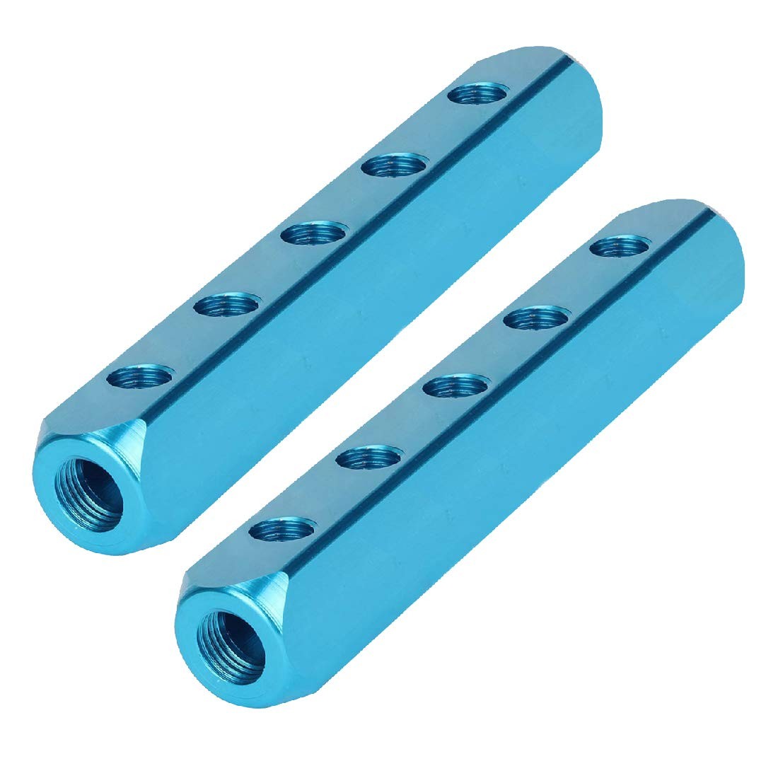 1/4 5 Way 8 Port Aluminum Air Hose Inline Manifold Block Splitter Pneumatic Air