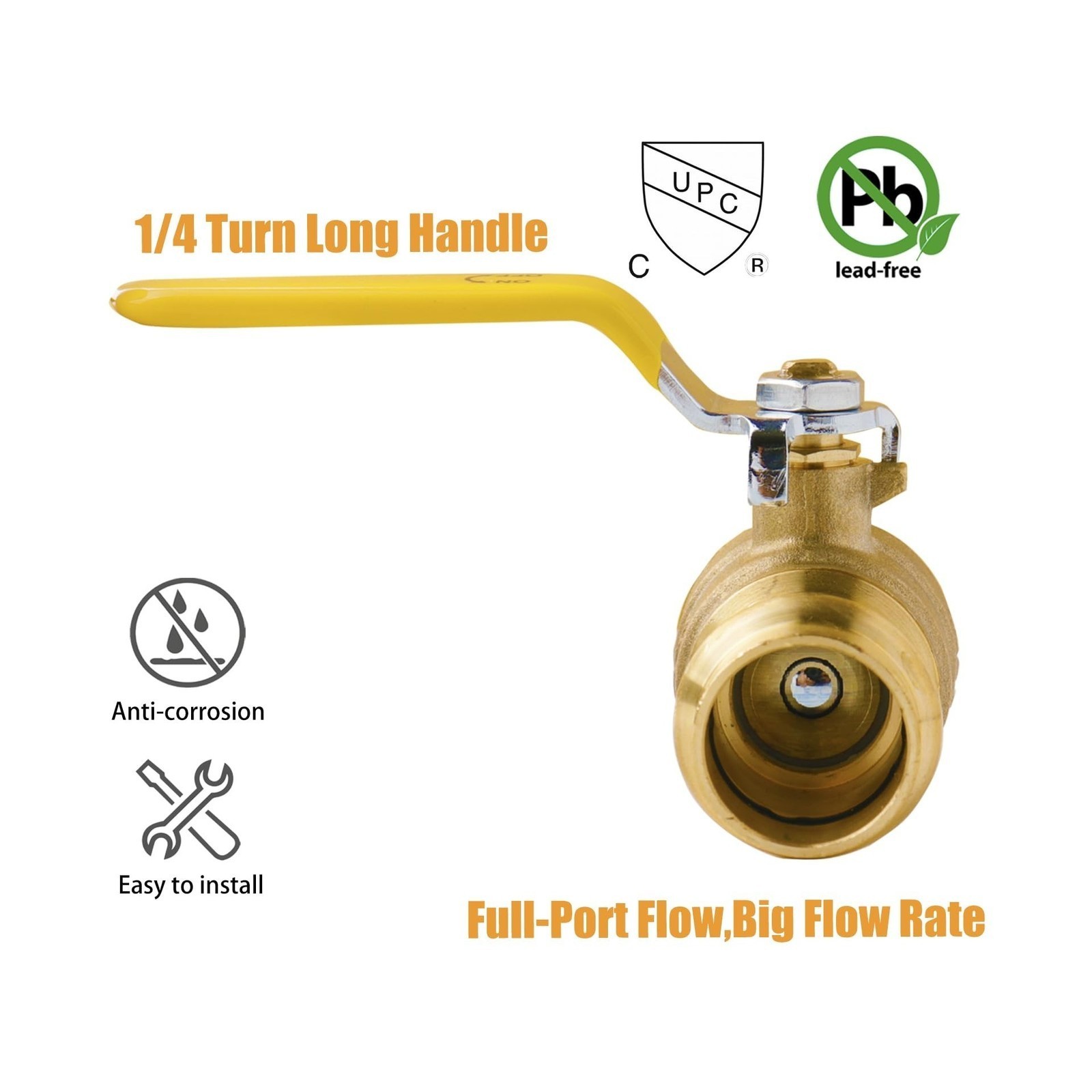 10-Pack 1/2″ Press Propress Ball Valve Fittings for Copper Pipe, Lead-Free