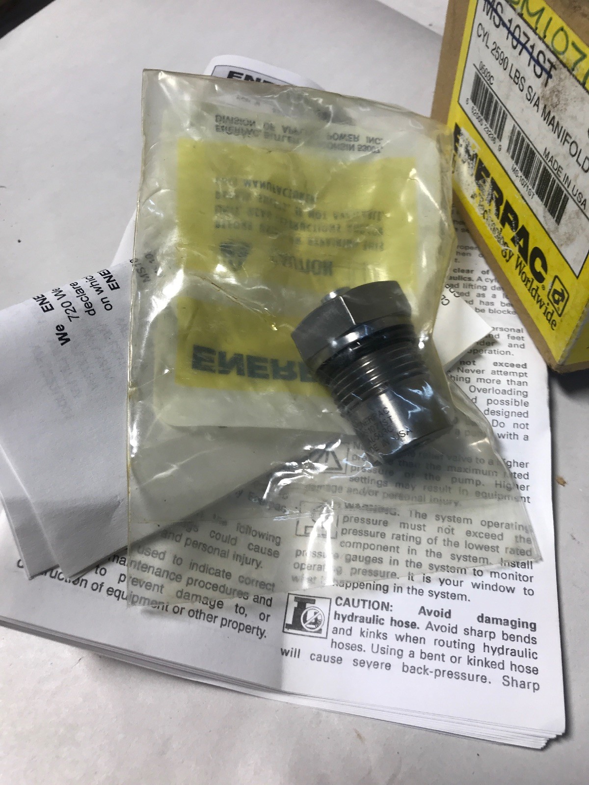 NEW ENERPAC CYLINDER 2590LB S/A MANIFOLD ASSEMBLY MS1071ST Fast Shipping