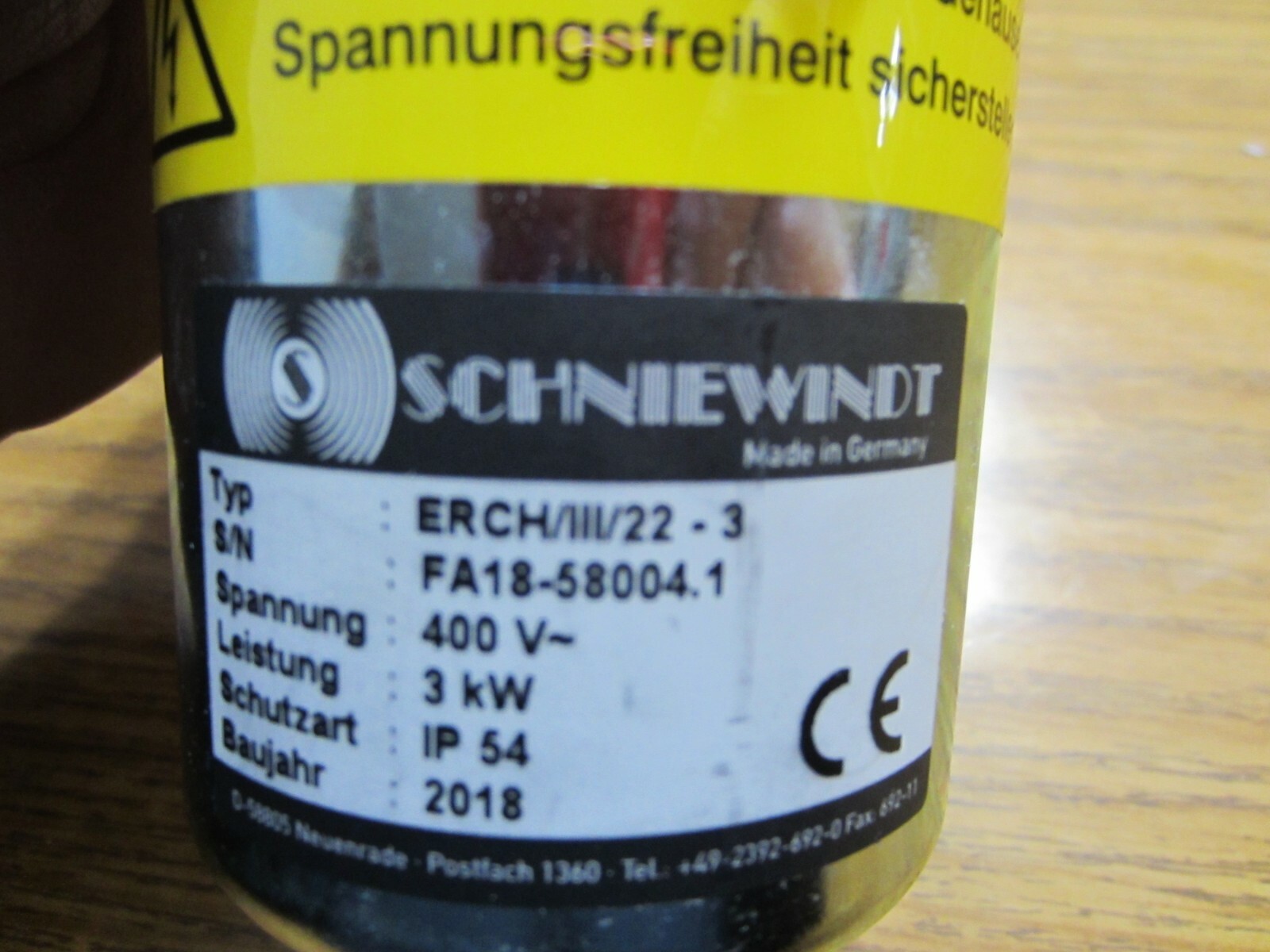 New Schniewindt ERCH/III/22-3 Heater 400v 3Kw IP54