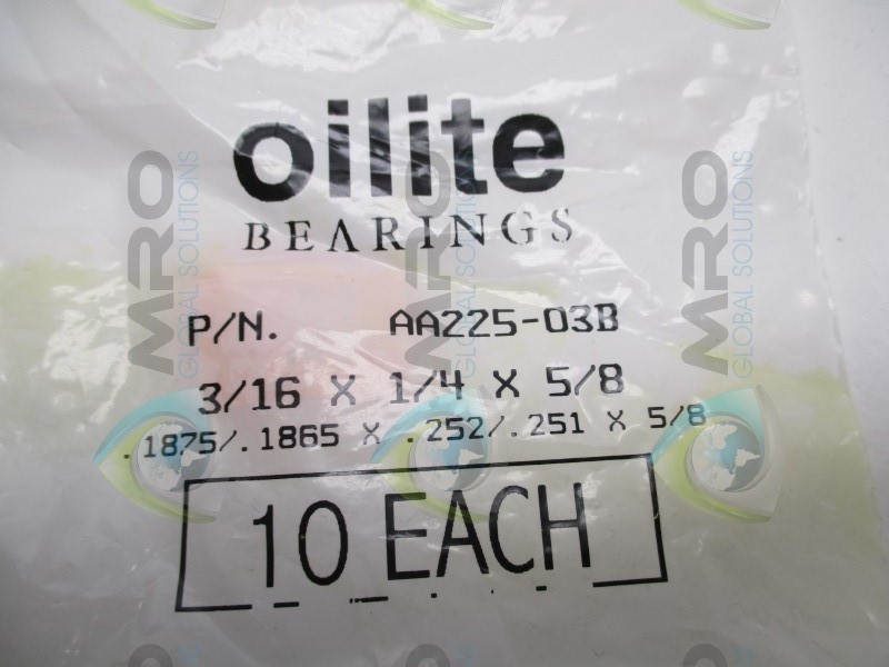 OILITE AA225-03B PLAIN SLEEVE (PKG. OF 10) NSMP