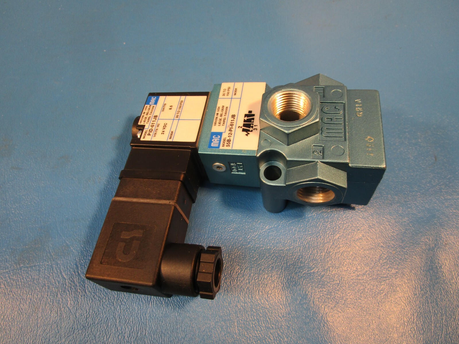MAC VALVE 55B-12-PI-611JB MAC SOLENOID VALVE, NORMALLY CLOSE, 24V DC