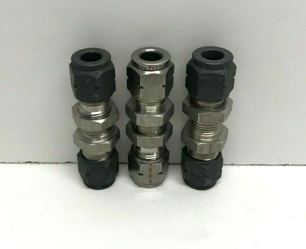 LOT OF (3) NOS! IMPERIAL 3/8″ TUBE OD SS BULKHEAD UNIONS 782FSS06