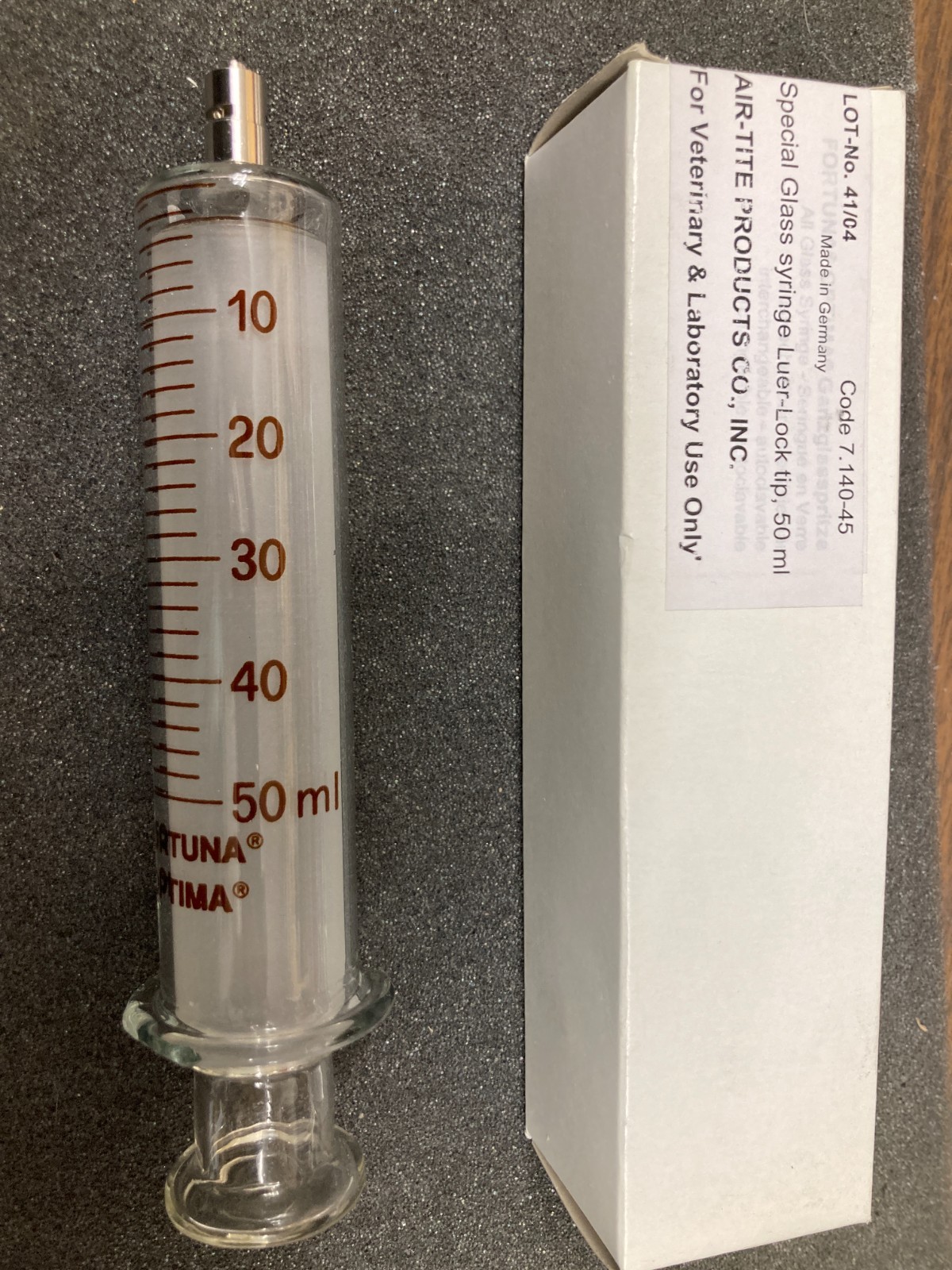 Fortuna Optima Syringe 50ML Glass Luer Lock Syringe Air Tite 7.140-45