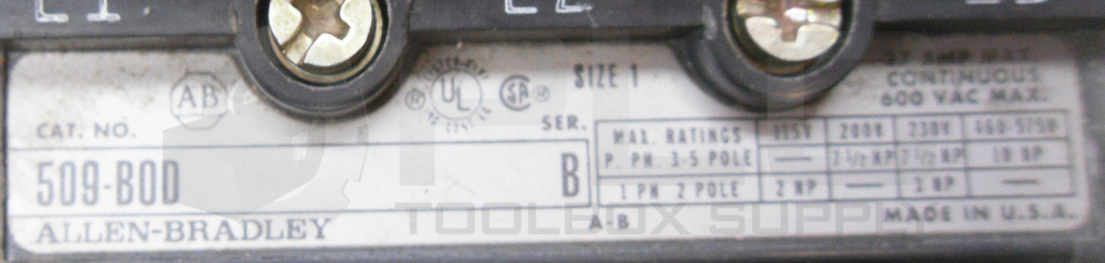 ALLEN BRADLEY 509-BOD /B W/ CB236 W/ 42185-800-01 W/ (3) W34 W/ 595-A/B 595-AB/B