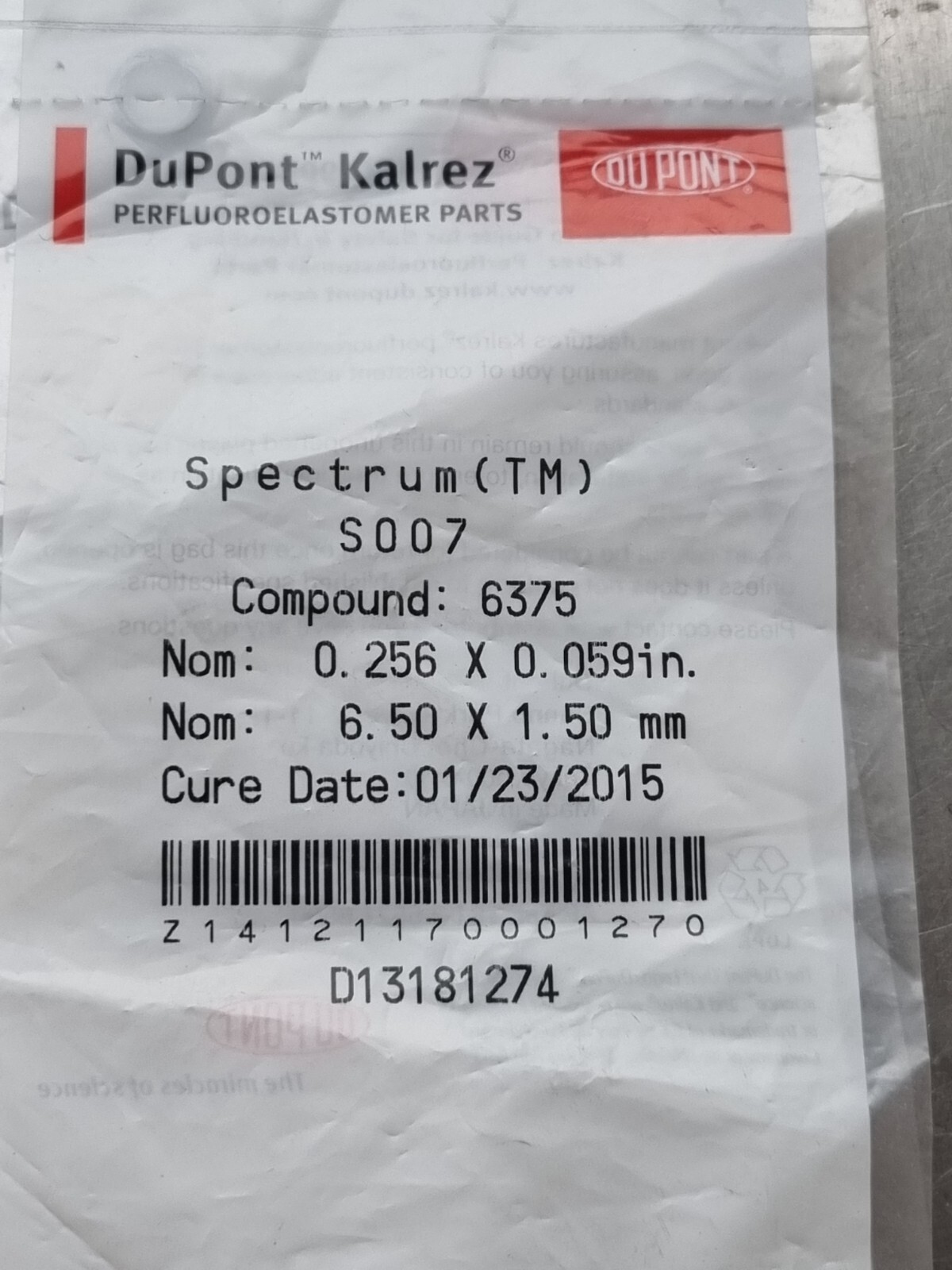 DUPOINT KALREZ SPECTRUM S007 63775 O-RING 2/PK (r4s2.7b10)