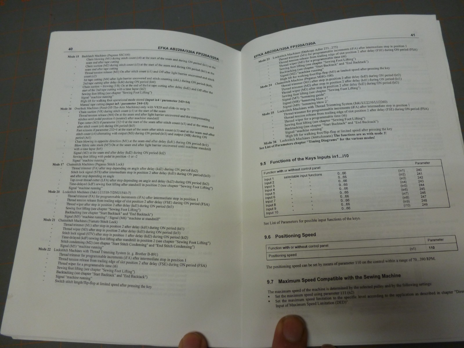 Used Instruction Manual & List of Parameters for EFKA DC1500 DC1550 Elka