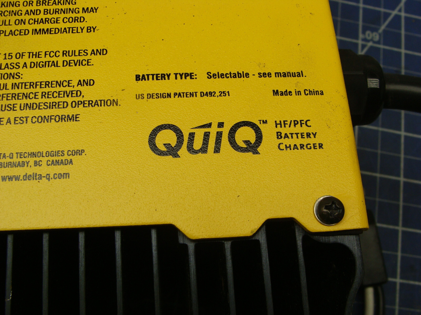 DELTA-Q QUIQ HF/PFC 36 V BATTERY CHARGER 912-3610-T2 LEAD ACID 18 CELL 21-400Ah