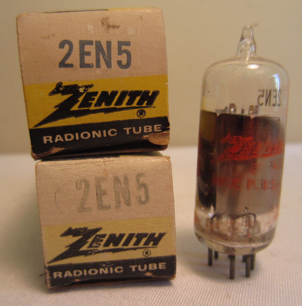 Lot Of 2 Zenith 2EN5 Radionic Electronic Tubes In Boxes NOS