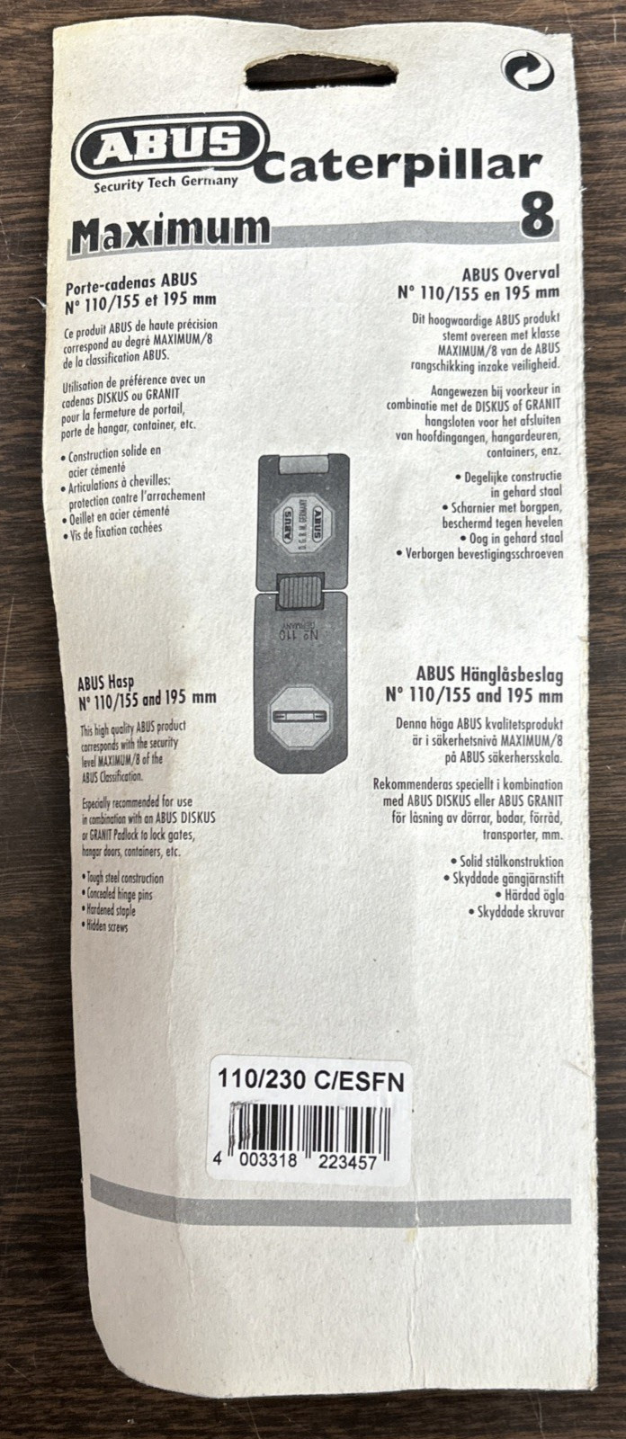 Abus 110/230 9in. Multi-Hinged Hasp