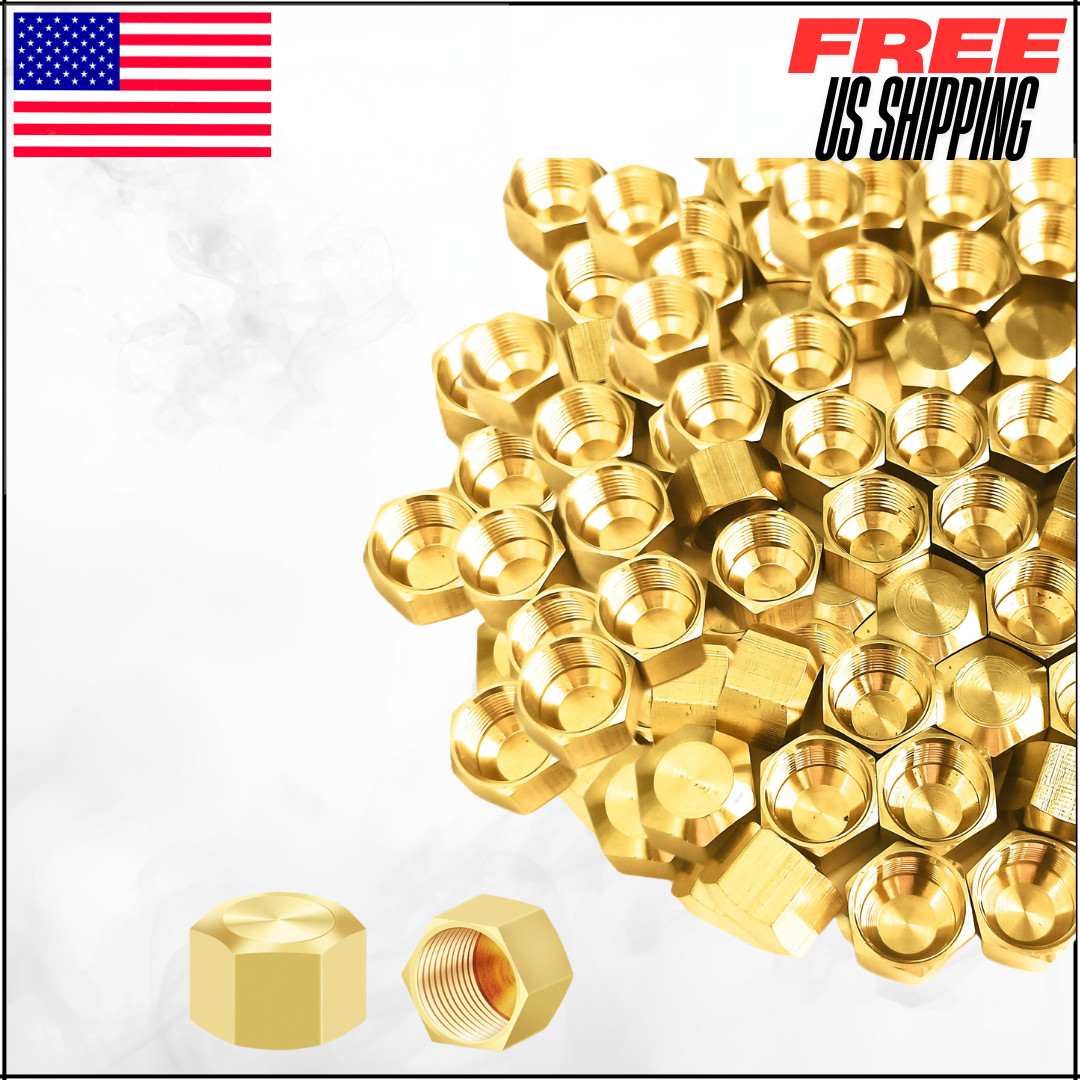 Brass Compression Fittings Hex UNEF Thread Stop Valve Tubing Caps 3/8″ 80PCS
