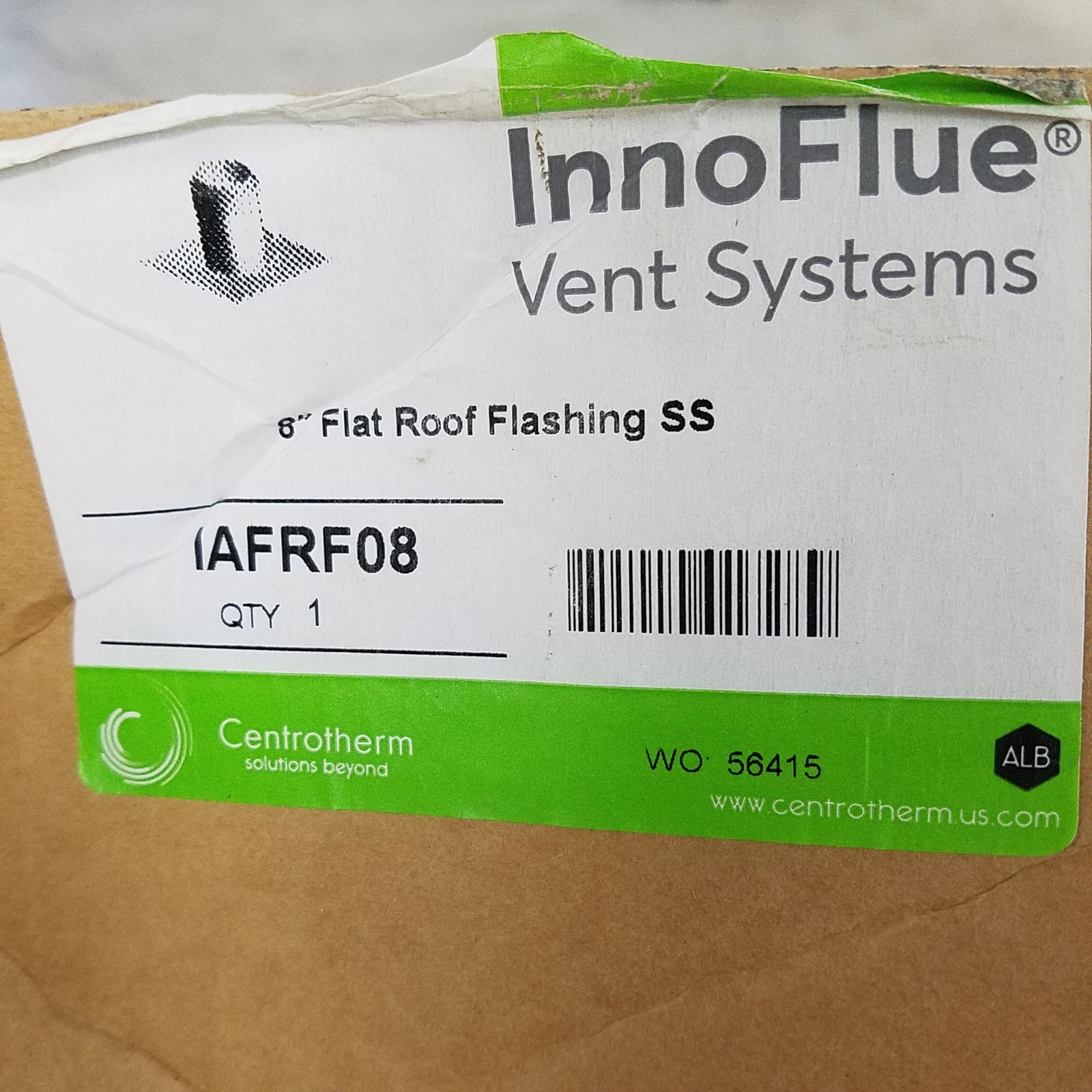 Centrotherm IAFRF08 Innoflue Flat Roof Flashing, SS 8″ Pipe, 20″ W x 20″ L Base