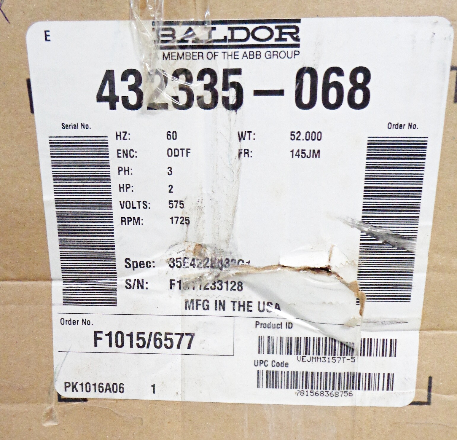 NEW BALDOR RELIANCE VEJMM3157T-5 SUPER-E MOTOR 2HP 1725RPM FR:145JM 432335-068