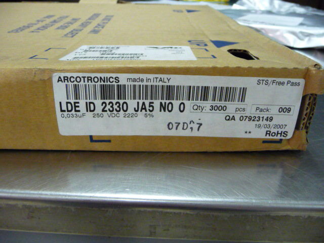 NIS Arcotronics/Kemet LDEID2330JA5N00 Qty of 225 per Lot Film Cap 250V 0.033uF