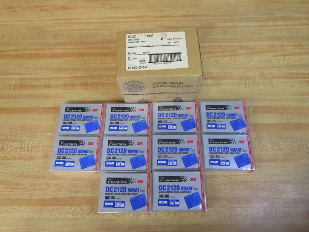 3M DC 2120 Mini Data Cartridge Tape QIC-80, XIMAT (Pack of 10)