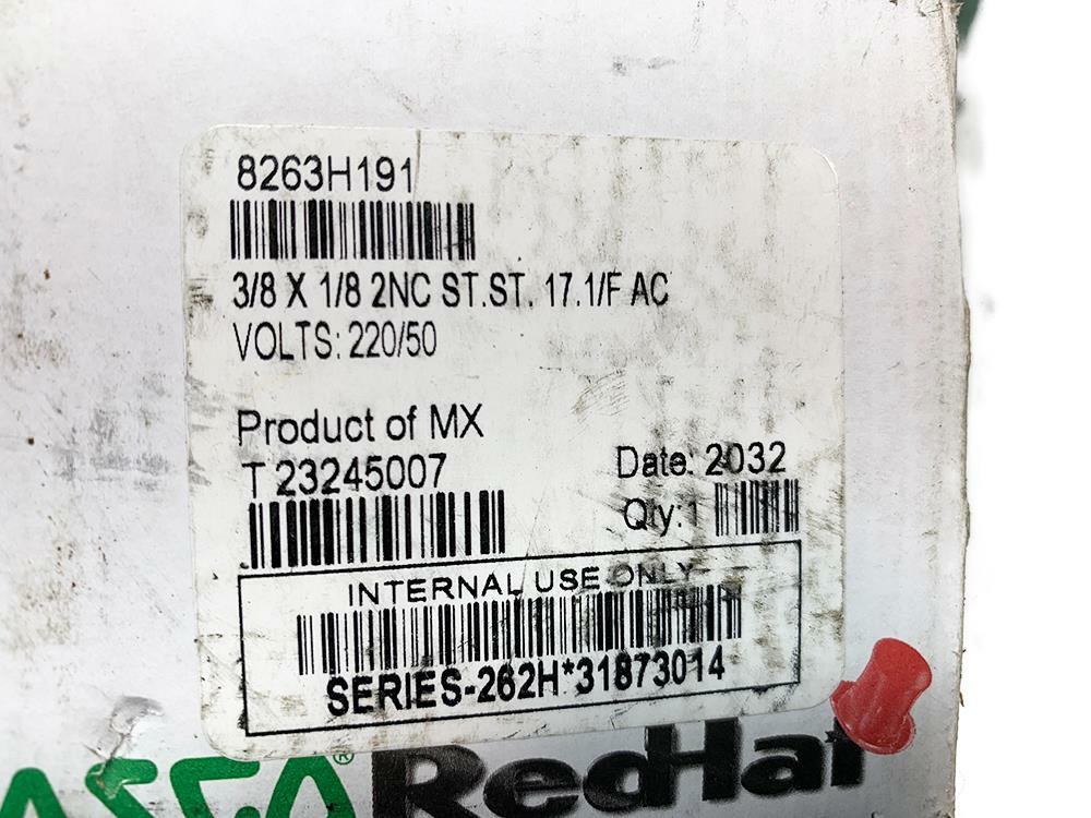 ASCO Redhat 8263H191 Two-Way Mini Solenoid Shutoff Valve NEW FREE FAST SHIP