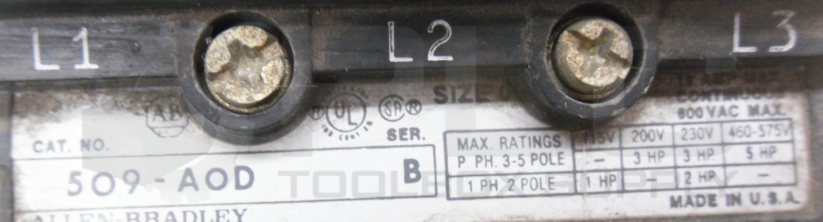 ALLEN BRADLEY 509-AOD /B CONTACTOR W/ CB236 W/ 595-A /B AUXILIARY W/ 595-A /C