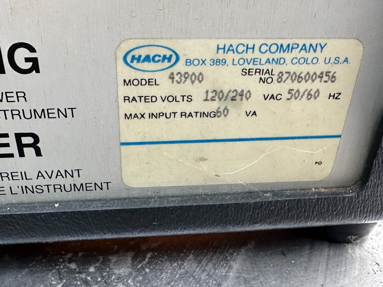 HACH Ratio / XR Turbidimeter Model 43900 w/Extras