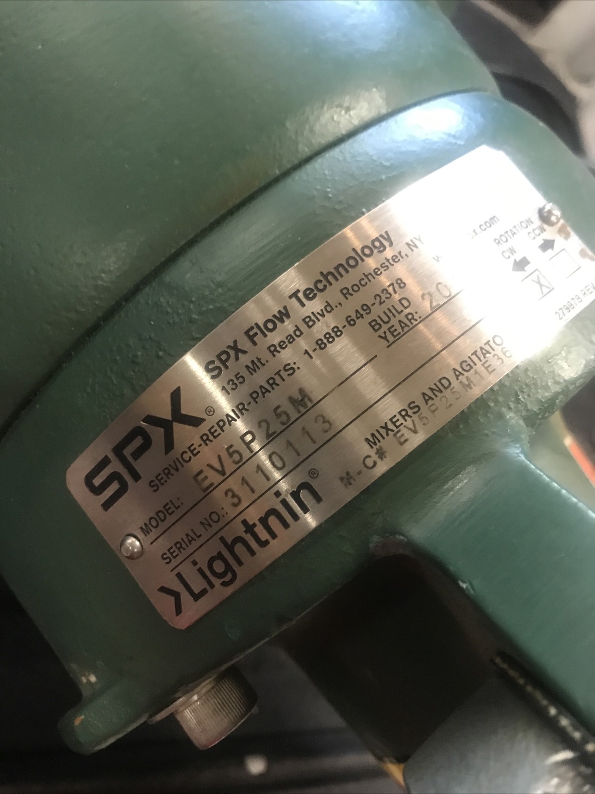 SPX FLOW Electric Mixer Agitator EV5 P25M Gear Drive w/ Variable Speed Tested