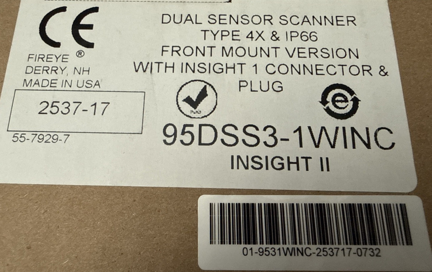 Fireye 95DSS3-1WINC Insight II Dual Sensor Scanner, Flame Detector Assembly kit
