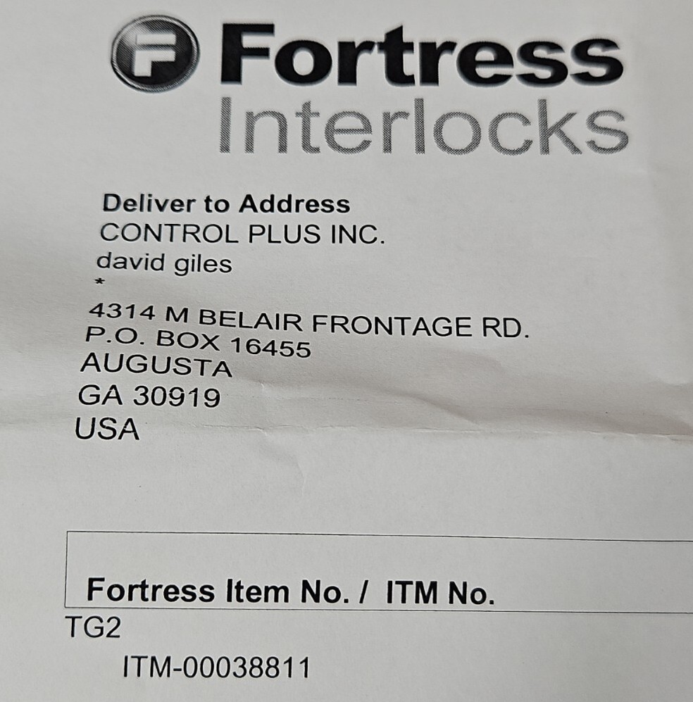 FORTRESS INTERLOCKS ITM-0003881, TG2 SBG PRO SLIDEBAR. Loc4C-20