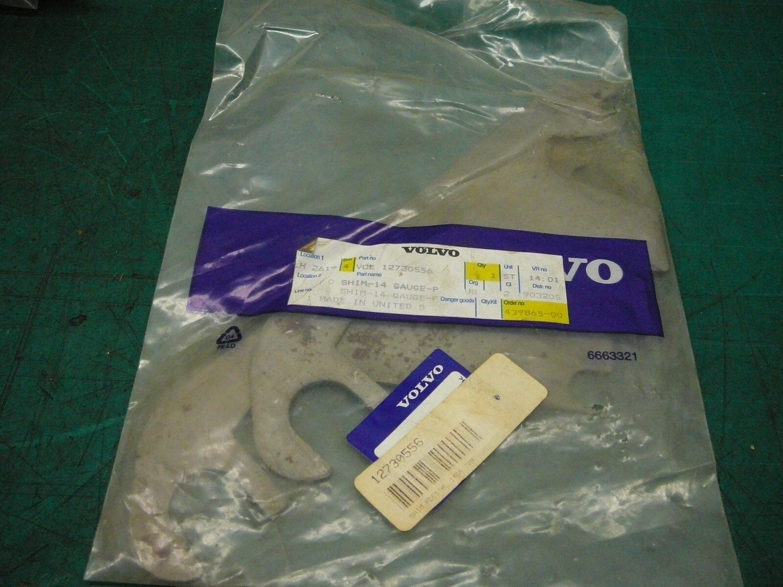 VOLVO CONSTRUCTION EQUIPMENT SHIM PEDESTAL 12730556 14GA 728 ONE PKG OF 2