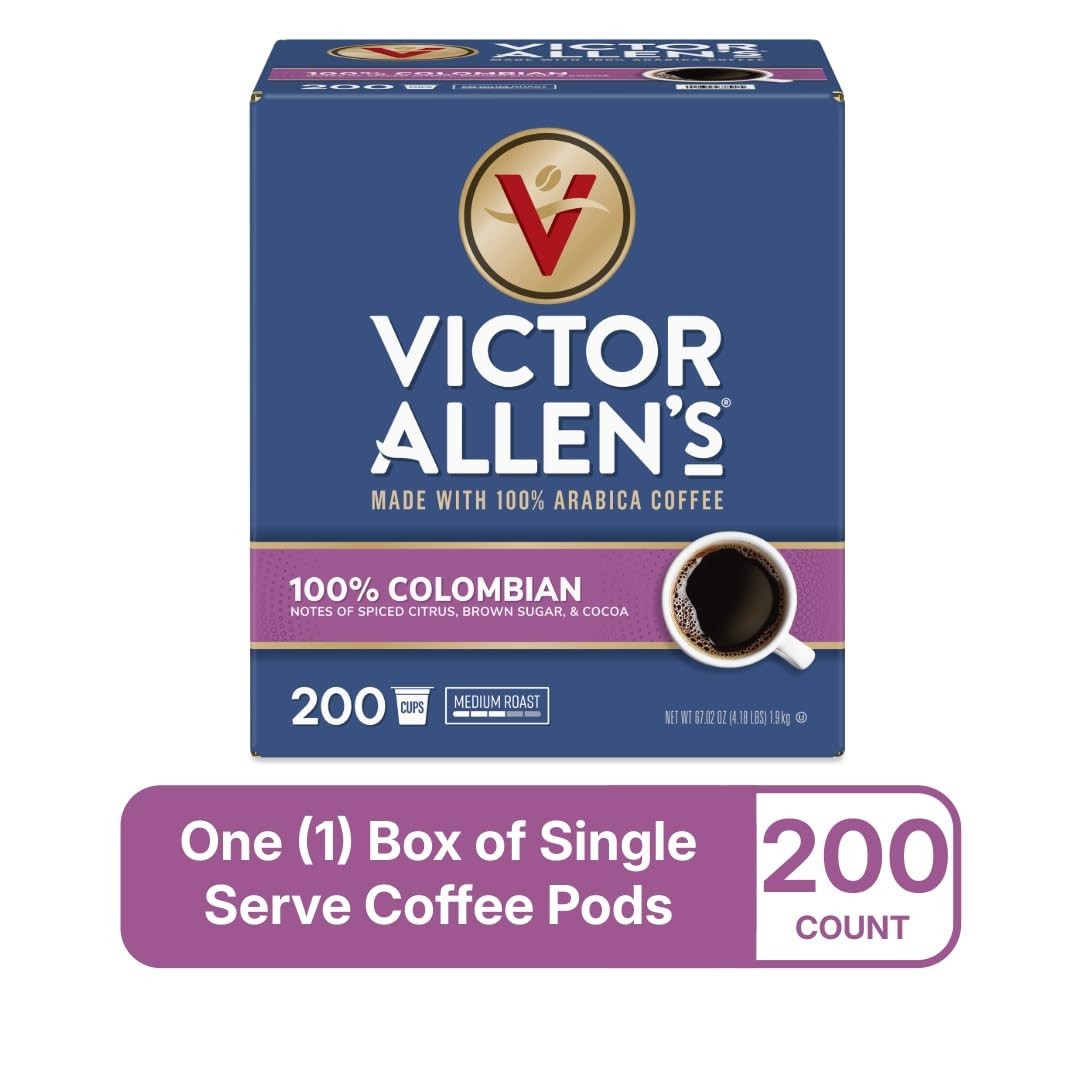 Victor Allen’s Coffee 100% Colombian, Medium Roast, 200 Count, Single Serve Coff