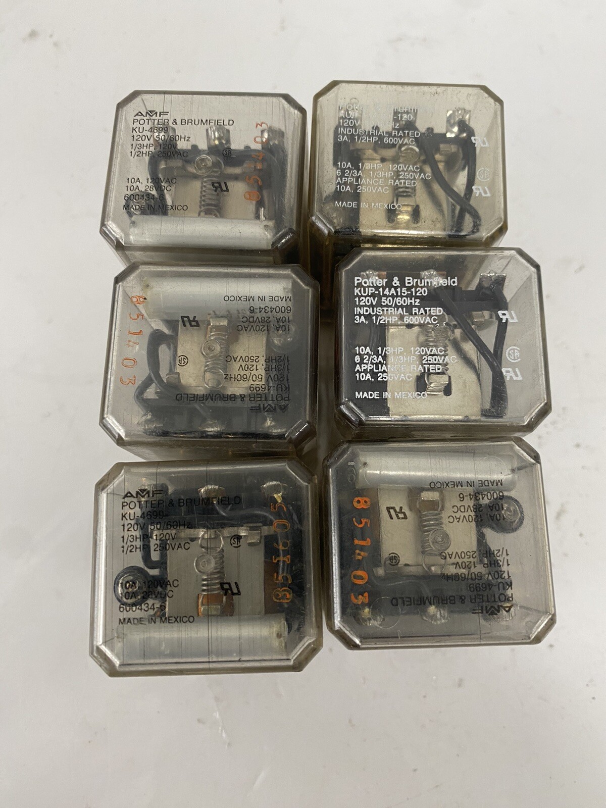 Lot Of 6 POTTER & BRUMFIELD KUP-14A35F-120 RELAY 120V 11 Prong