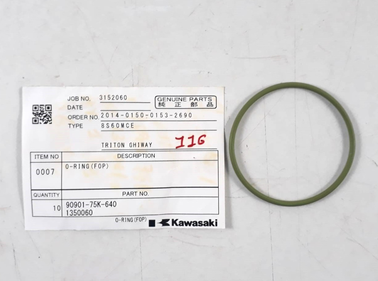 O-Ring (FOV) 90901-75K-640 1350060 For Kawasaki 8S60MCE Genuine Part (PACK 9)
