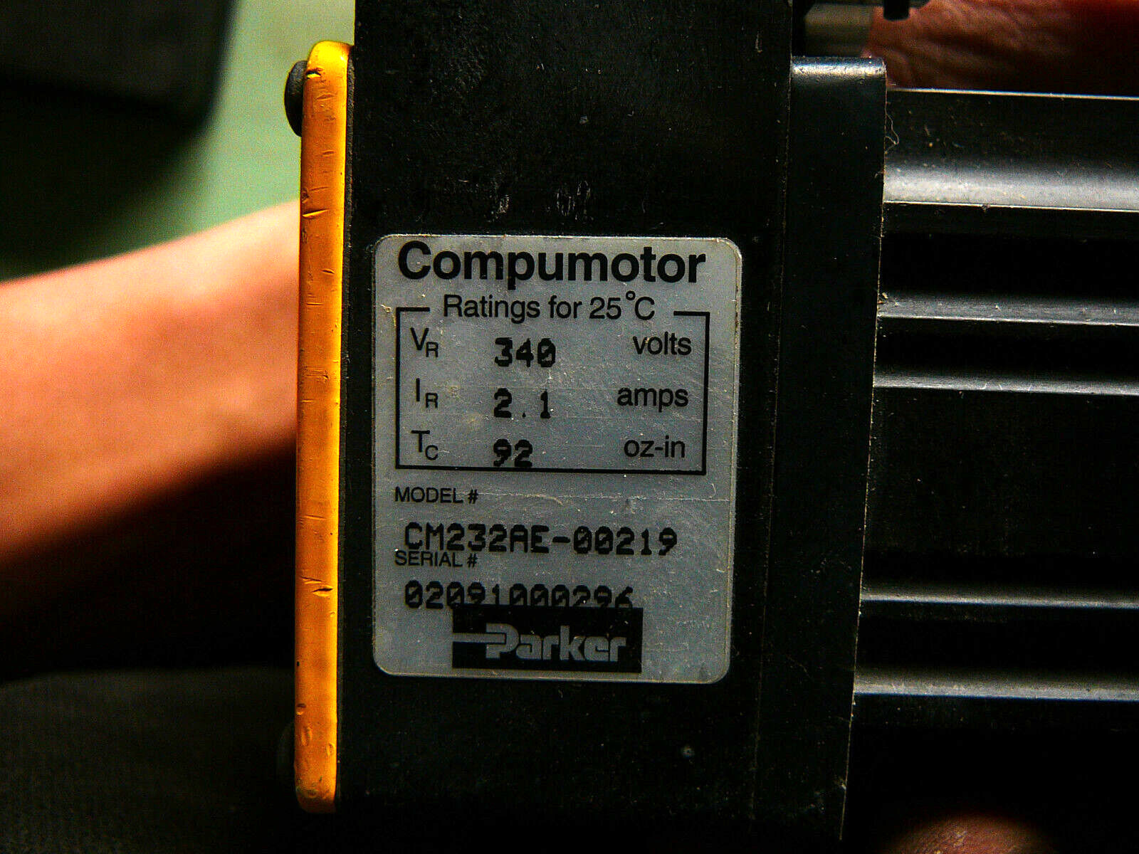 PARKER COMPUMOTOR BRUSHLESS SERVO MOTOR CM232AE-00219 340V 2.1A 92 0Z-IN