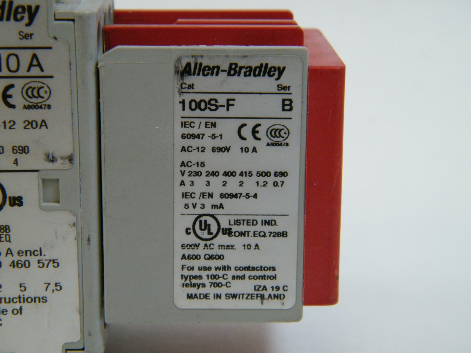 AB ALLEN BRADLEY CONTACTOR, 100S-F, 100-C09D 10A, USED & GUARANTEED