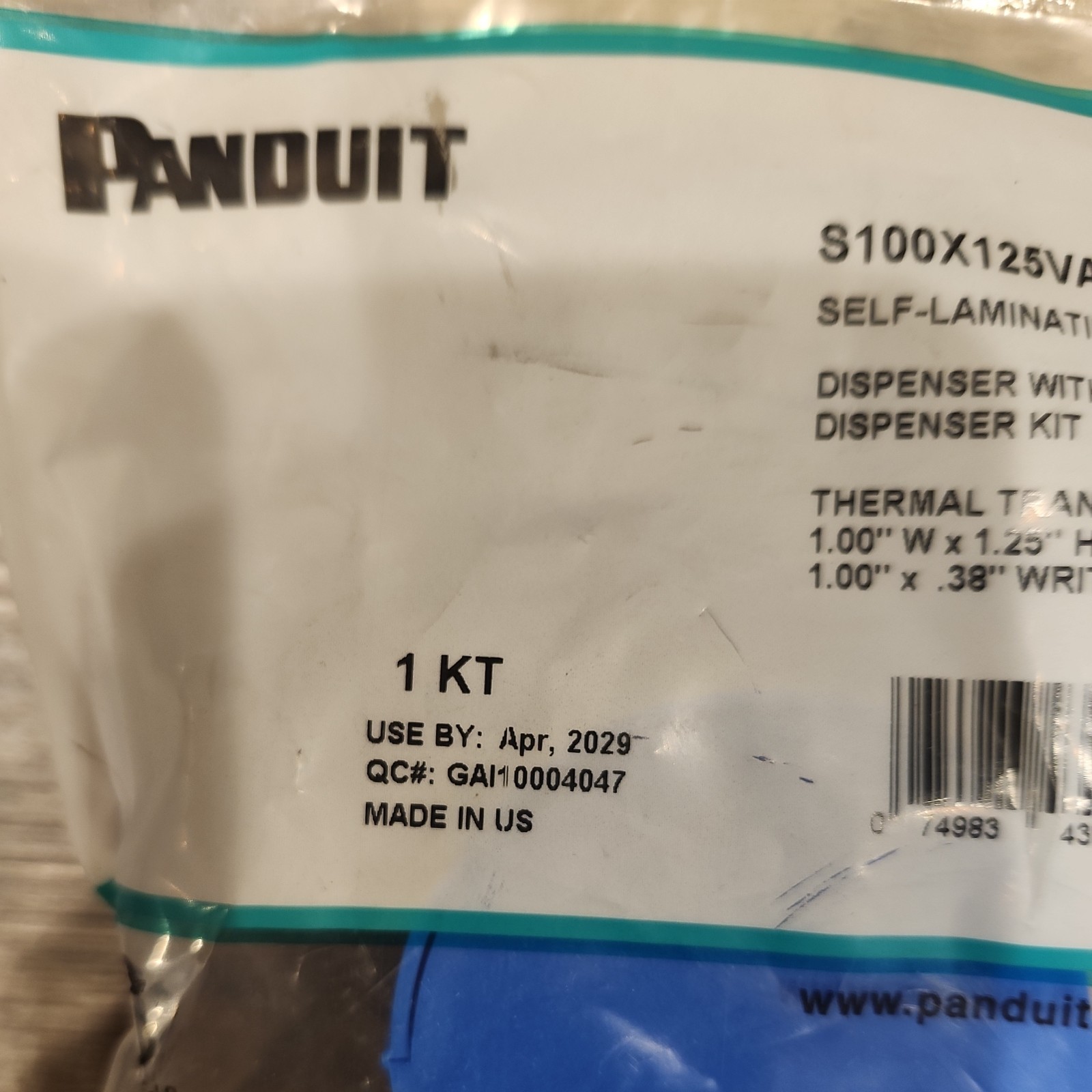 2 Panduit S100X125VARY StrongHold Cable Marker Dispenser, Vinyl, 0.38 Label H