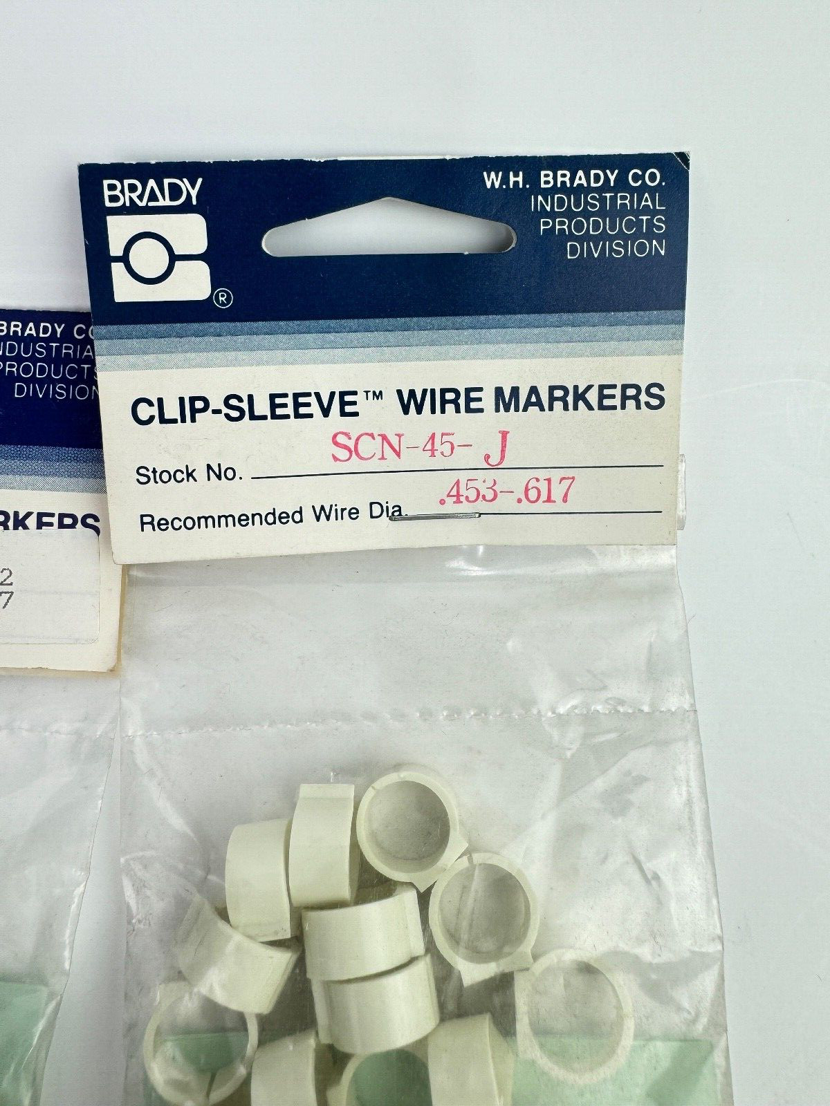 Lot of 7 Assorted Brady SCN-45 Clip-Sleeve Wire Markers 0, 1, 2, 3, 4, J, P
