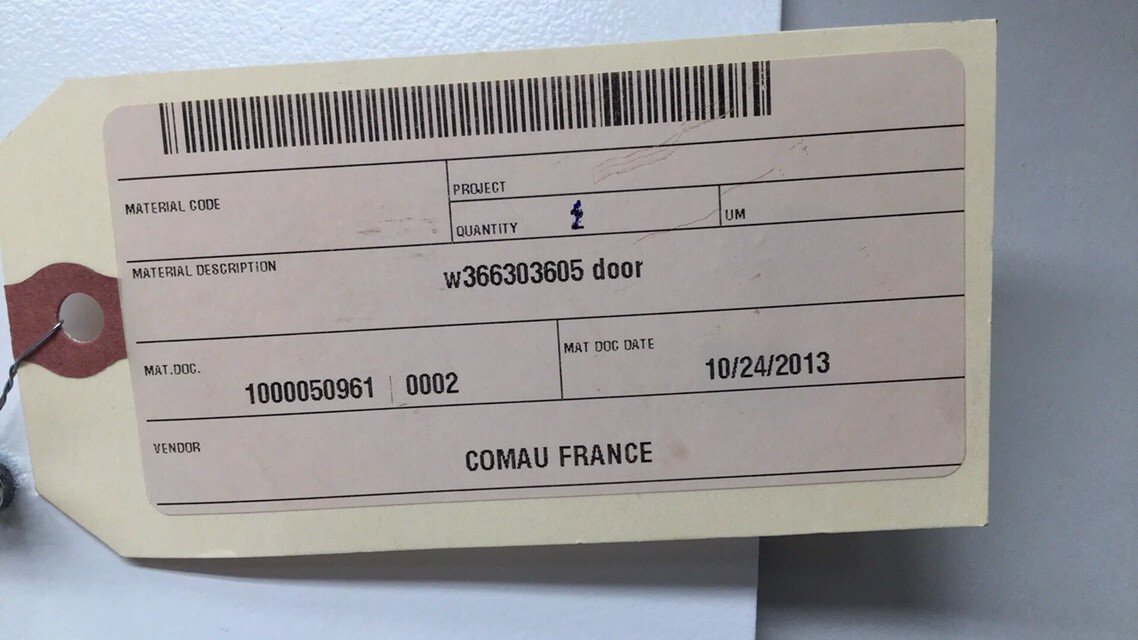 Comau W366303605 Door Panel 10-1/4″ X 13-9/16″ 4- M6-1.0 Threaded Stud On Back