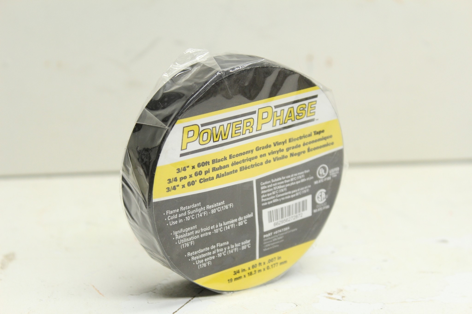 Power Phase 0747384 3/4″X60′ Black Economy Grade Vinyl Electrical Tape Lot of 3