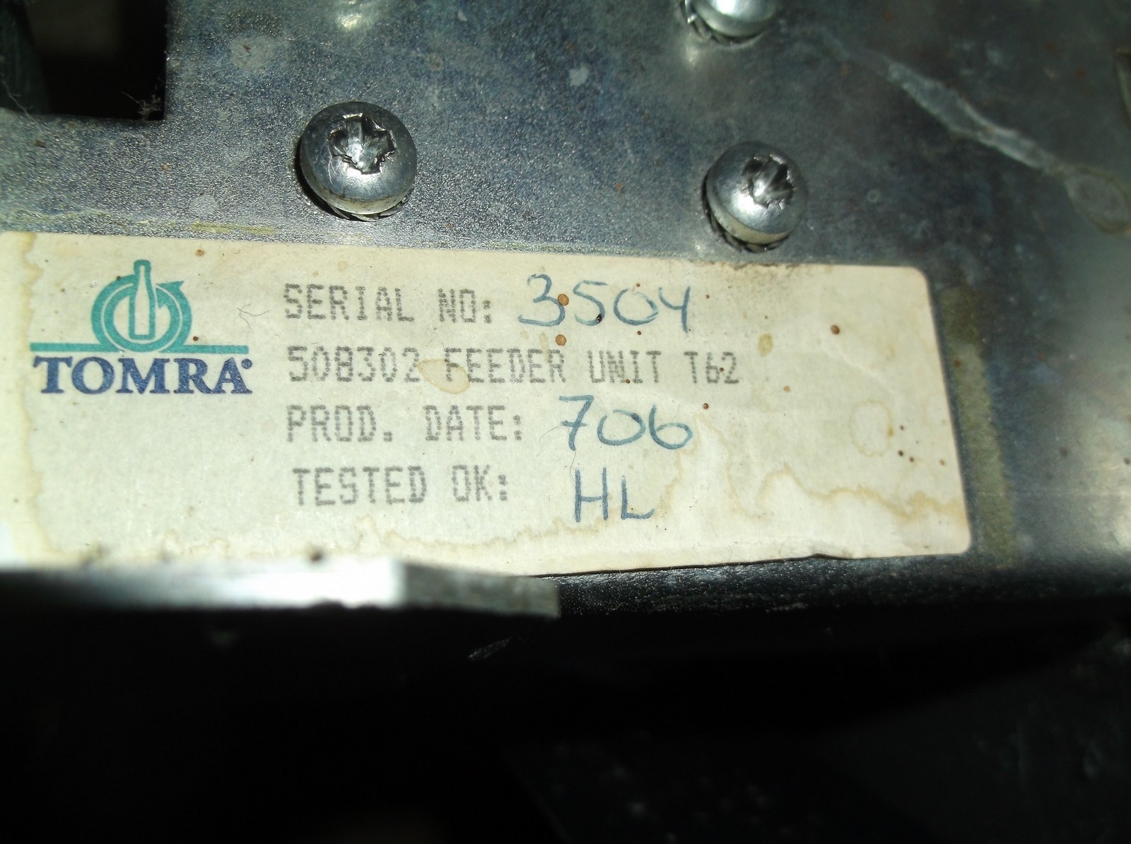 Tomra Can/Bottle Return Recycle Machine 508302 T62 Feeder Unit *FREE SHIPPING*