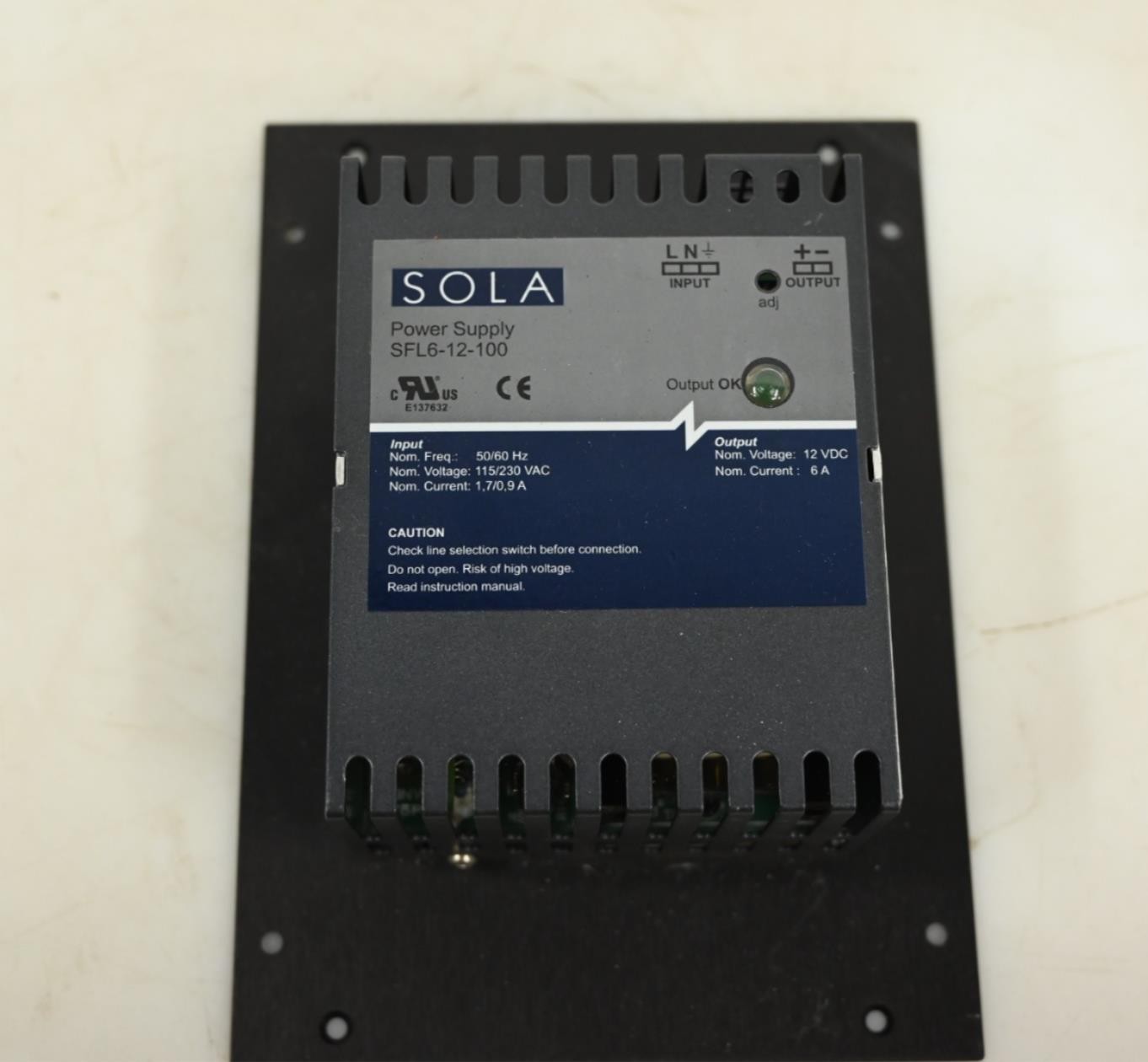Sola SFL6-12-100 Power Supply, 50/60 Hz, 115/230 VAC