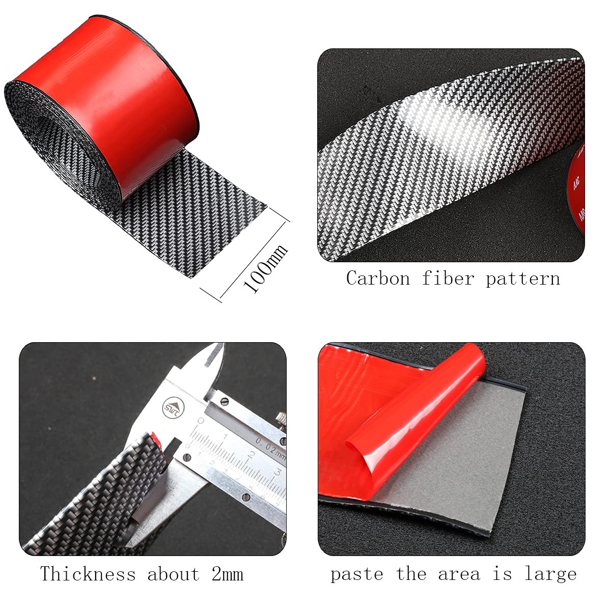 Universal Carbon Fiber Pattern Side Skirts Anti-Scratch Rubber Edge Guards Prote