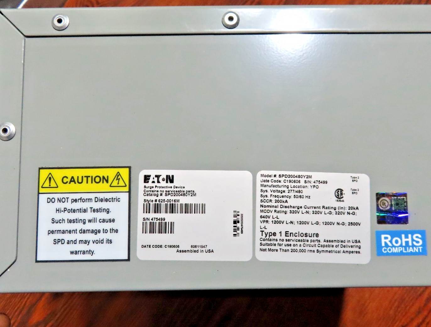 Eaton SPD200480Y2M – SPD series200kA277/480VStandardNEM
