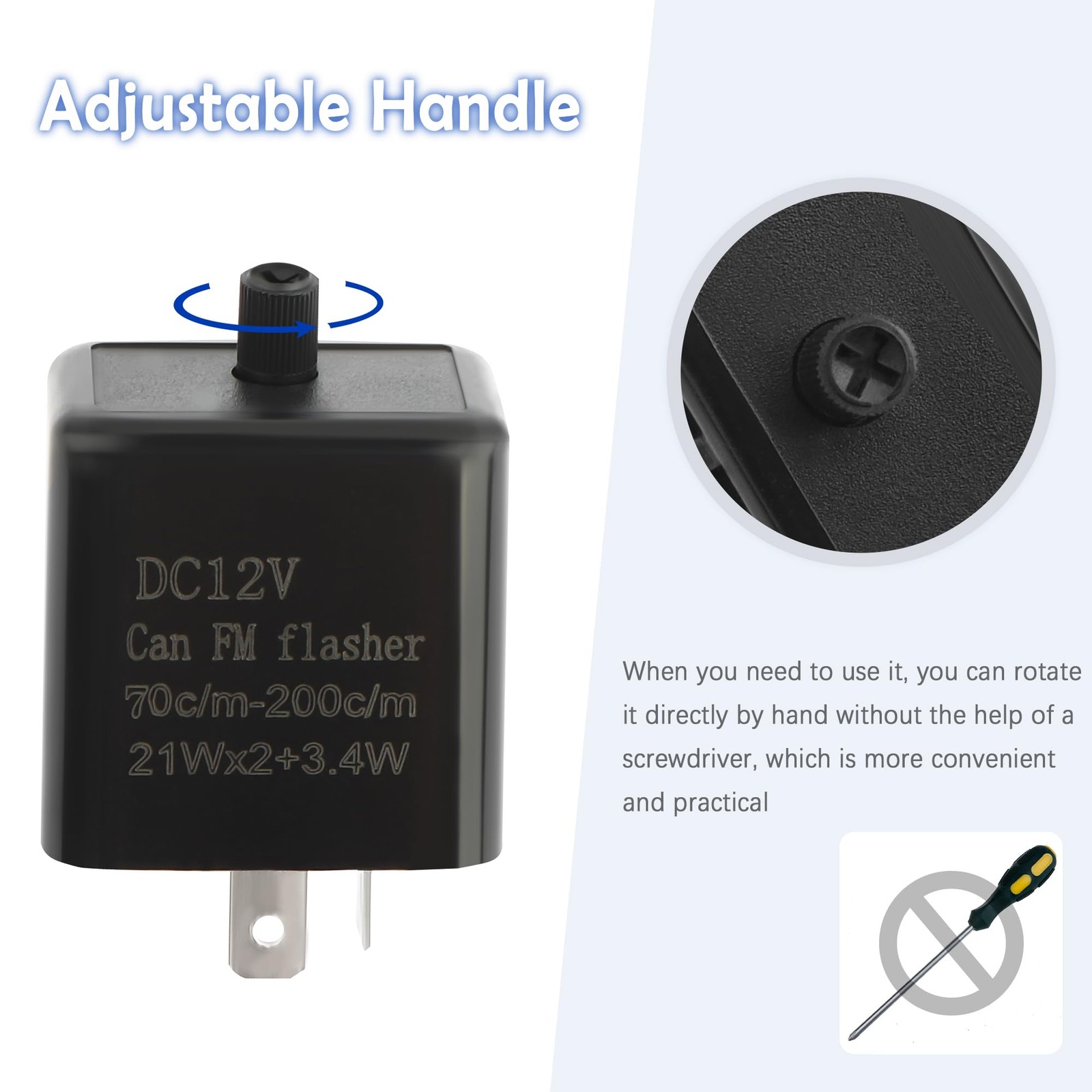 2PCS 12V LED Flasher Relay 2 Pin,Adjustable Turn Signal Relay for Repairing M…