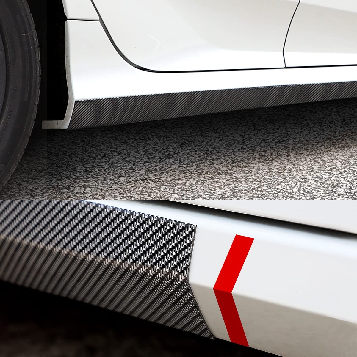 Universal Carbon Fiber Pattern Side Skirts Anti-Scratch Rubber Edge Guards Prote